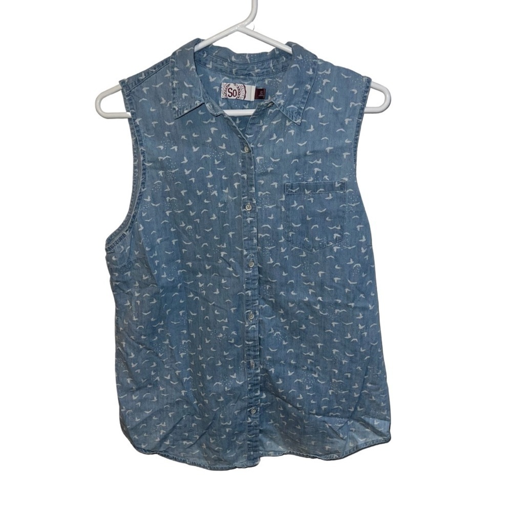 SO Blue Patterned Tank Top Sleeveless